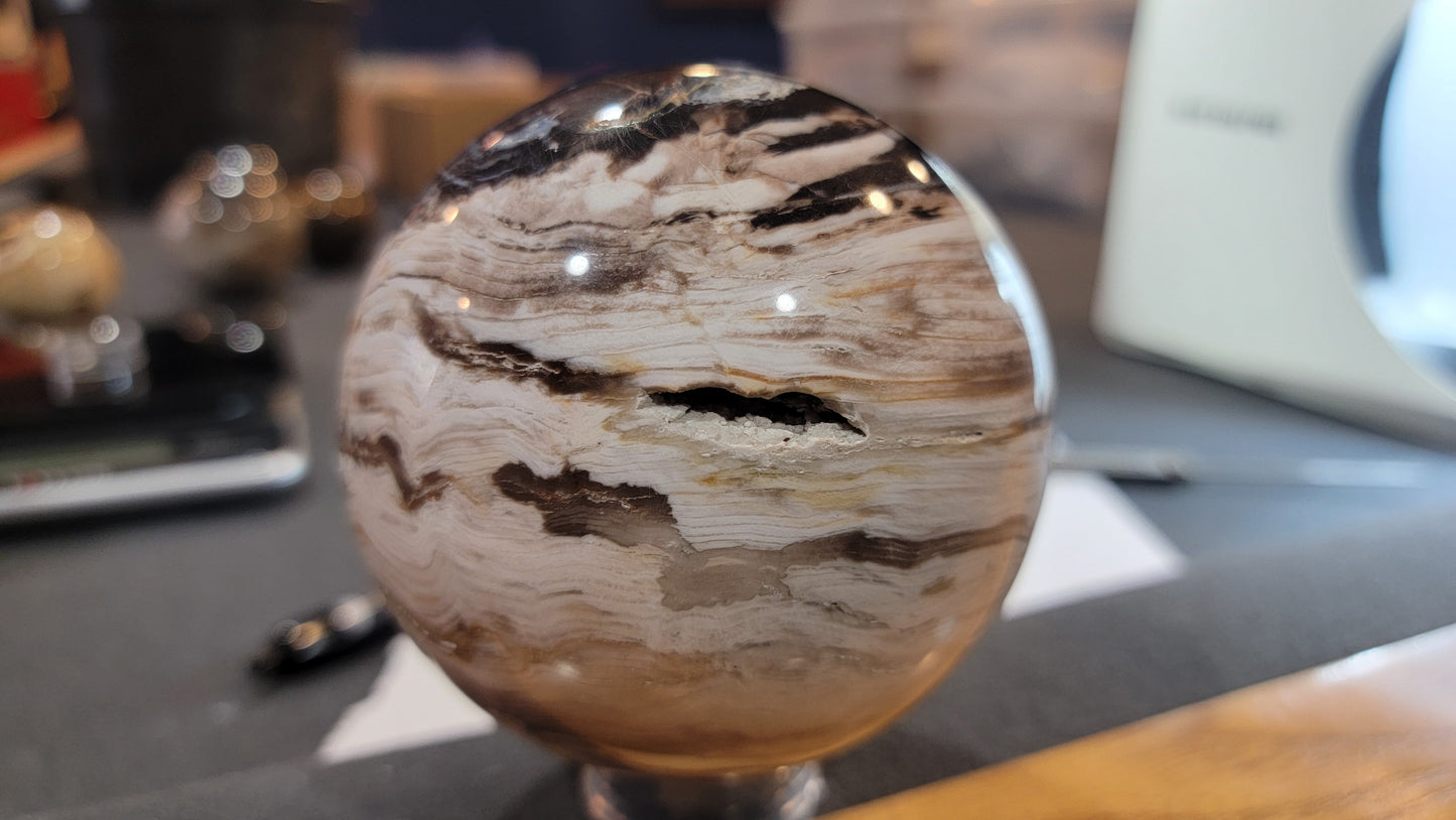 Opalized petrified wood sphere
