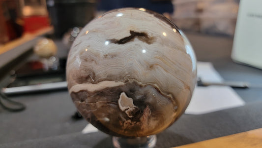 Opalized petrified wood sphere