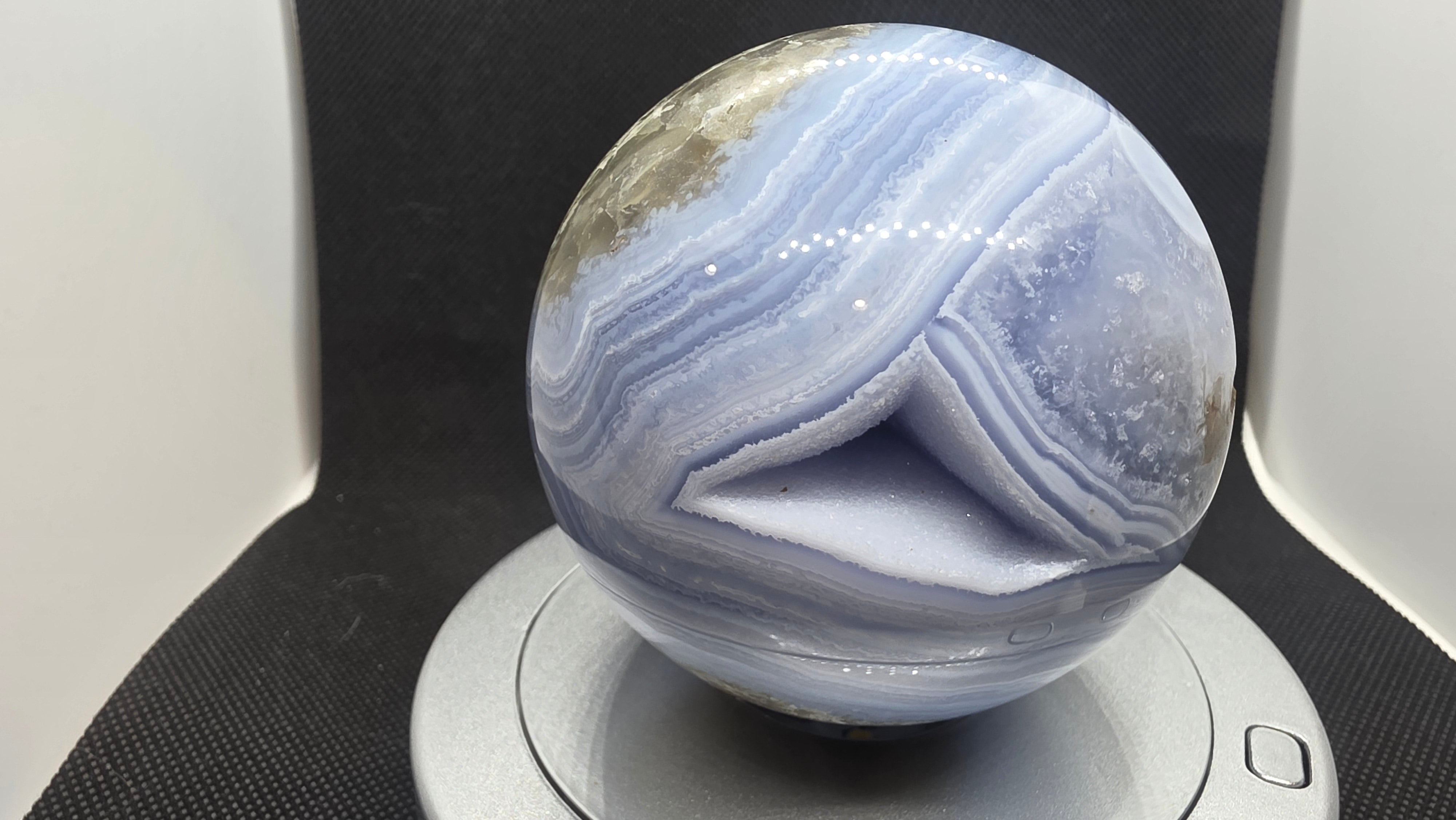 African blue lace sphere – minerals in motion